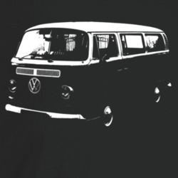 1968 V W Type 2 Transporter Three Quarter Angle View Dark Color T Shir