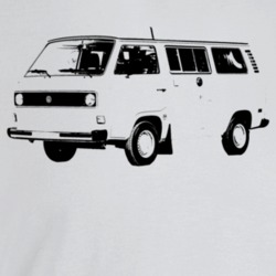 1980 V W Type 2 Westfalia Three Quarter Angle View Light Color T Shirt