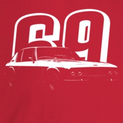 1969 Interceptor Three Quarter Angle View With Year Dark Color T Shirt