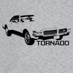 1969 Tornado Three Quarter Angle View With Model Name Light Color T Sh