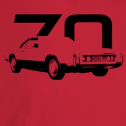 1970 Tornado Three Quarter Angle View With Year Light Color T Shirt