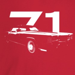 1971 Tornado Three Quarter Angle View With Year Dark Color T Shirt