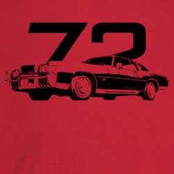 1972 Tornado Three Quarter Angle View With Year Light Color T Shirt