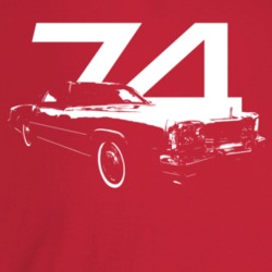 1974 Tornado Three Quarter Angle View With Year Dark Color T Shirt