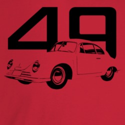 1949 356 Speedster Three Quarter Angle View With Year Light Color T Sh