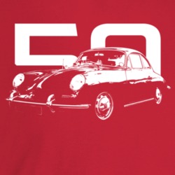 1950 356 Speedster Three Quarter Angle View With Year Dark Color T Shi