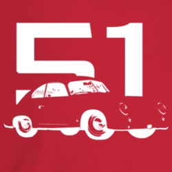 1951 356 Speedster Three Quarter Angle View With Year Dark Color T Shi