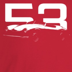 1953 356 Speedster Three Quarter Angle View With Year Dark Color T Shi
