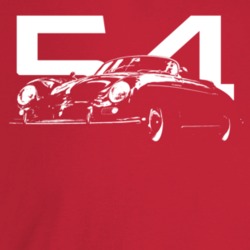 1954 356 Speedster Three Quarter Angle View With Year Dark Color T Shi