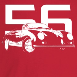 1956 356 Speedster Three Quarter Angle View With Year Dark Color T Shi