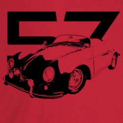 1957 356 Speedster Three Quarter Angle View With Year Light Color T Sh