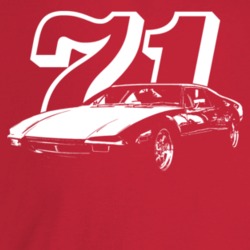 1971 Pantera Three Quarter Angle View With Year Dark Color T Shirt