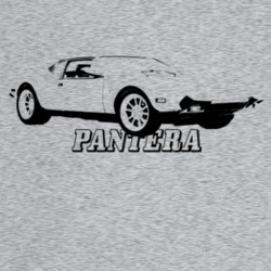 1973 Pantera Three Quarter Angle View With Model Name Light Color T Sh