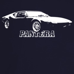 1973 Pantera Three Quarter Angle View With Model Name Dark Color T Shi