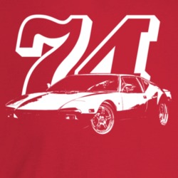 1974 Pantera Three Quarter Angle View With Year Dark Color T Shirt