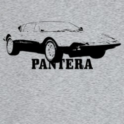 1975 Pantera Three Quarter Angle View With Model Name Light Color T Sh