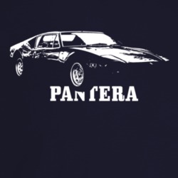 1975 Pantera Three Quarter Angle View With Model Name Dark Color T Shi