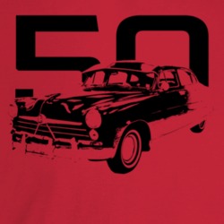1950 Commodore Three Quarter Angle View With Year Light Color T Shirt