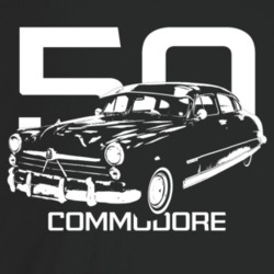 1950 Commodore Three Quarter Angle View With Year And Model Name Dark 