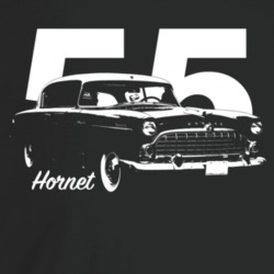 1955 Hornet Three Quarter Angle View With Year And Model Name Dark Col
