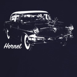 1956 Hornet Three Quarter Angle View With Model Name Dark Color T Shir