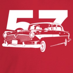 1957 Hornet Three Quarter Angle View With Year Dark Color T Shirt