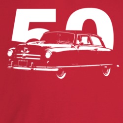 1950 Rambler Three Quarter Angle View With Year Dark Color T Shirt