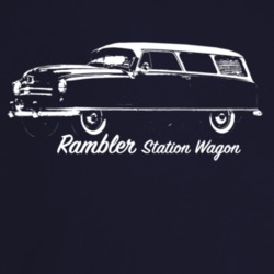 1952 Rambler Three Quarter Angle View With Model Name Dark Color T Shi