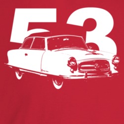 1953 Rambler Three Quarter Angle View With Year Dark Color T Shirt