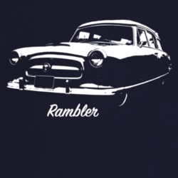 1954 Rambler Three Quarter Angle View With Model Name Dark Color T Shi