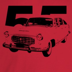 1955 Rambler Three Quarter Angle View With Year Light Color T Shirt