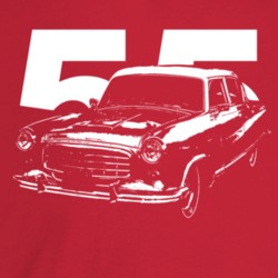 1955 Rambler Three Quarter Angle View With Year Dark Color T Shirt