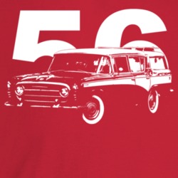 1956 Rambler Three Quarter Angle View With Year Dark Color T Shirt