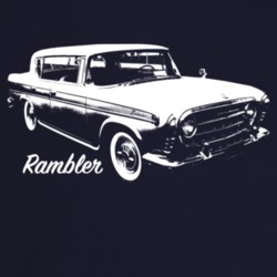 1957 Rambler Three Quarter Angle View With Model Name Dark Color T Shi