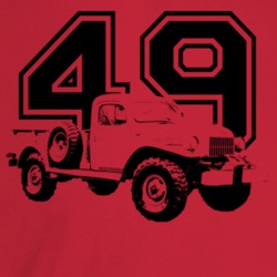 1949 Power Wagon Three Quarter Angle View With Year Light Color T Shir