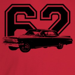 1962 Impala Three Quarter Angle View With Year Light Color T Shirt