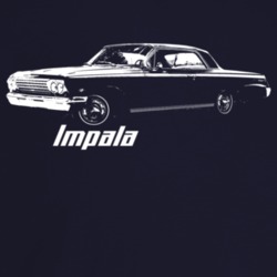 1962 Impala Three Quarter Angle View With Model Name Dark Color T Shir