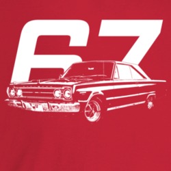 1967 Gtx Three Quarter Angle View With Year Dark Color T Shirt
