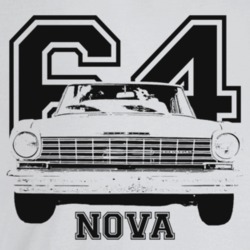 1964 Chevy Nova Grill View With Year And Model Name Light Color T Shir
