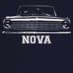 1964 Chevy Nova Grill View With Model Name Dark Color T Shirt