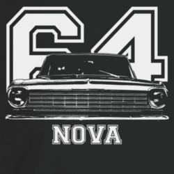 1964 Chevy Nova Grill View With Year And Model Name Dark Color T Shirt