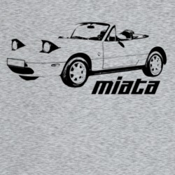 1989 Miata Three Quarter Angle View With Model Name Light Color T Shir