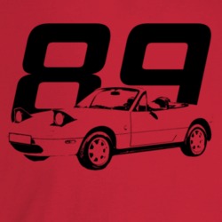 1989 Miata Three Quarter Angle View With Year Light Color T Shirt