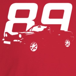 1989 Miata Three Quarter Angle View With Year Dark Color T Shirt