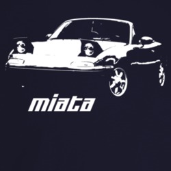 1990 Miata Three Quarter Angle View With Model Name Dark Color T Shirt