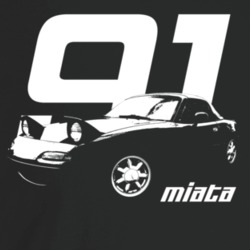 1991 Miata Three Quarter Angle View With Year And Model Name Dark Colo