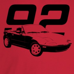 1992 Miata Three Quarter Angle View With Year Light Color T Shirt