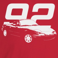 1992 Miata Three Quarter Angle View With Year Dark Color T Shirt
