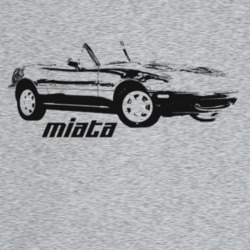 1993 Miata Three Quarter Angle View With Model Name Light Color T Shir