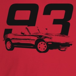 1993 Miata Three Quarter Angle View With Year Light Color T Shirt